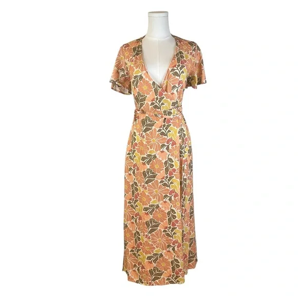 Marine Layer Floral Wrap Maxi Dress XS - Picture 11 of 16